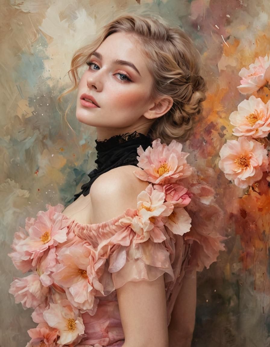 Dreamy Oil Painting Portrait in Ethereal Style with Soft Bru...