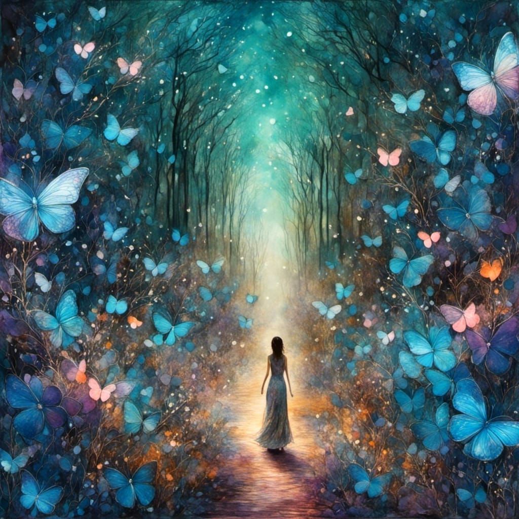 Liquid Ink Landscape at Dusk