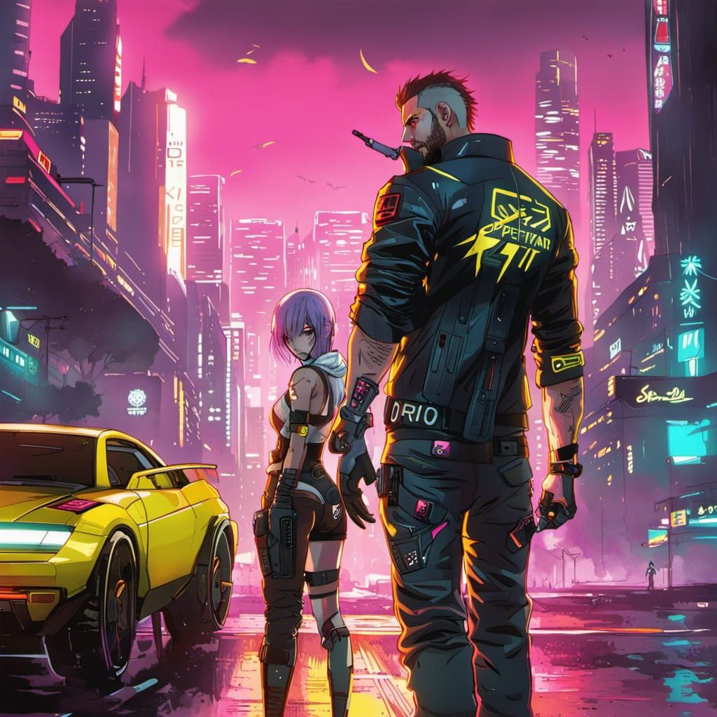 Cyberpunk 2077 in Anime Manga Style