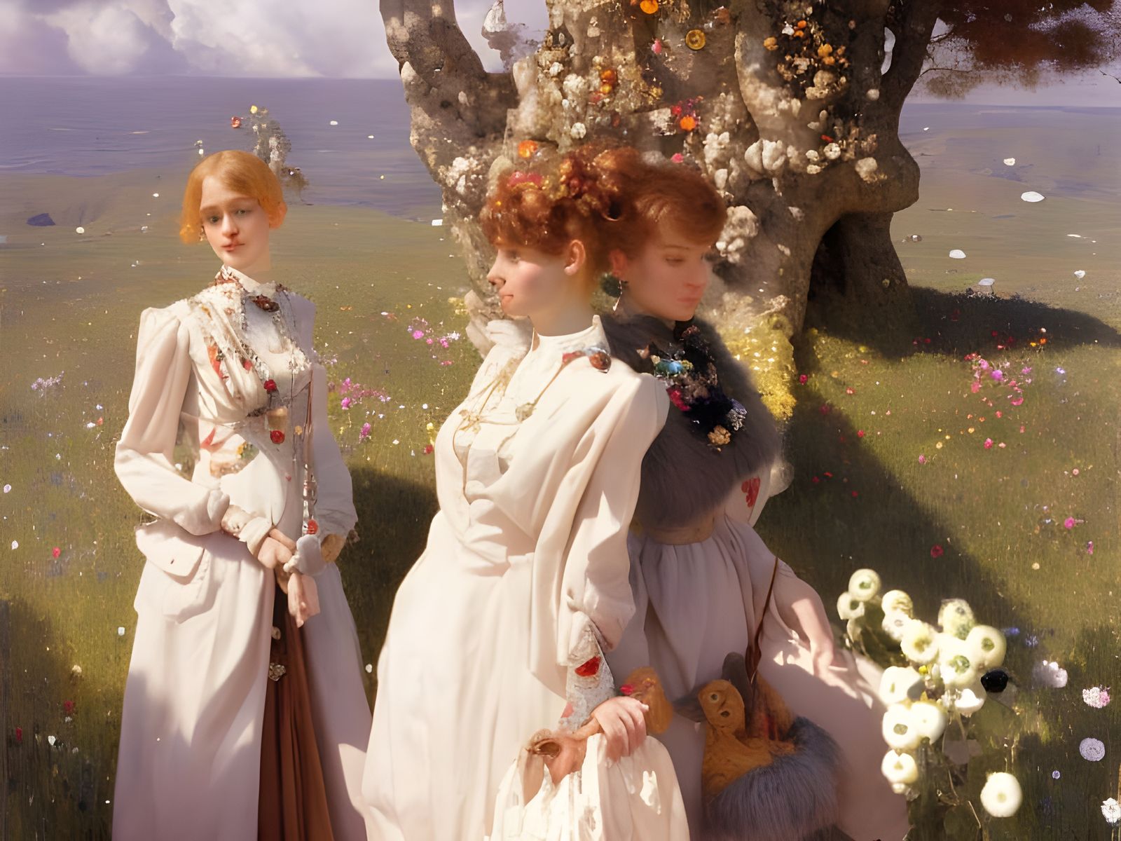 Austrian Countryside - Long ago: Sisters gossiping and speculating...