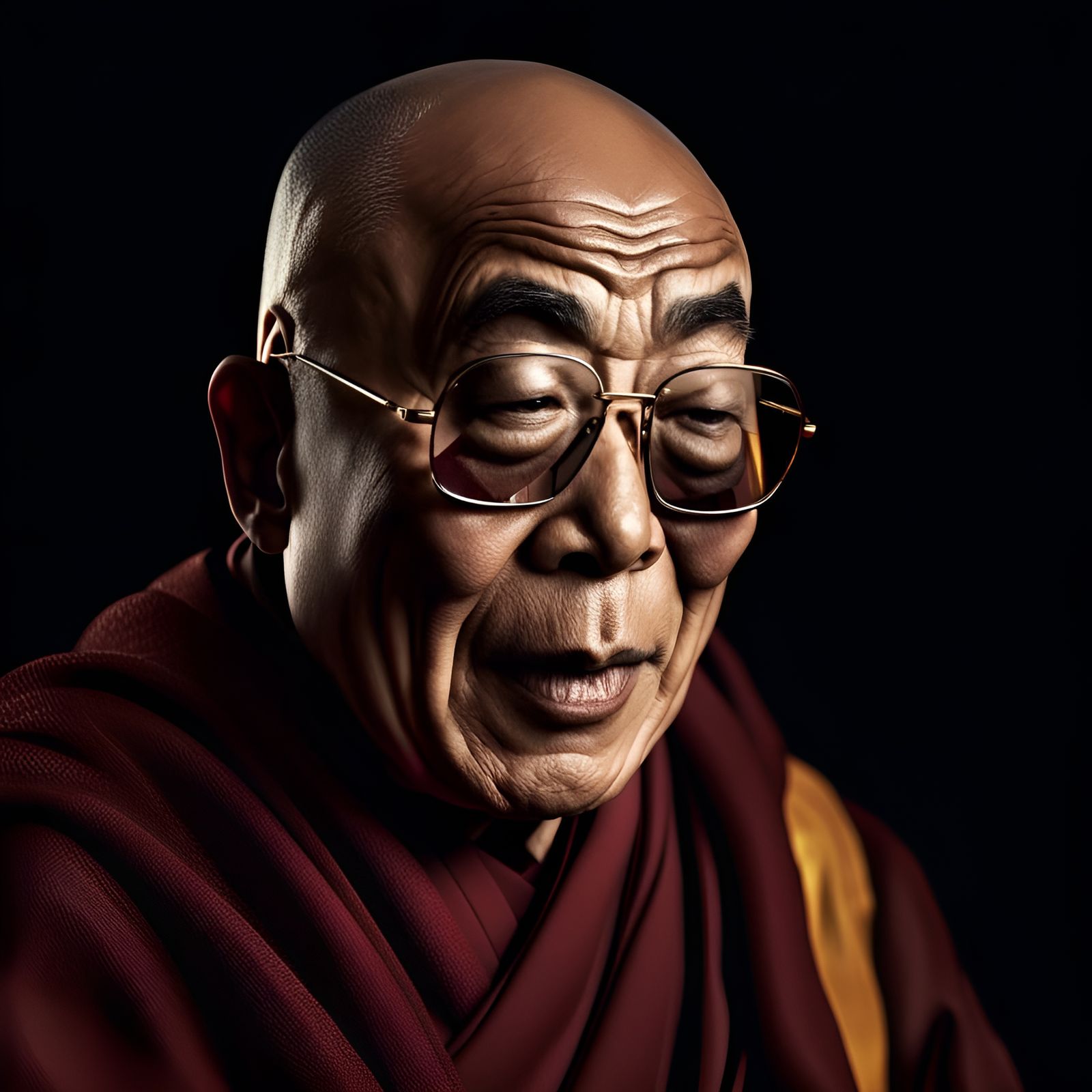 Candid Photorealistic Portrait of the Dalai Lama