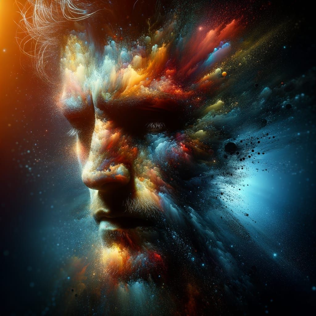 Sorrowful Portrait in Vibrant, Hyperrealistic Style