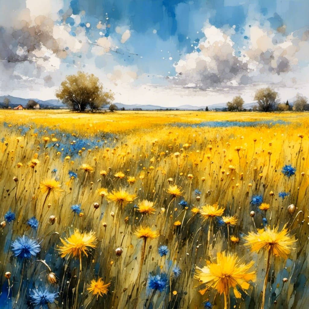 Dandelions and cornflowers