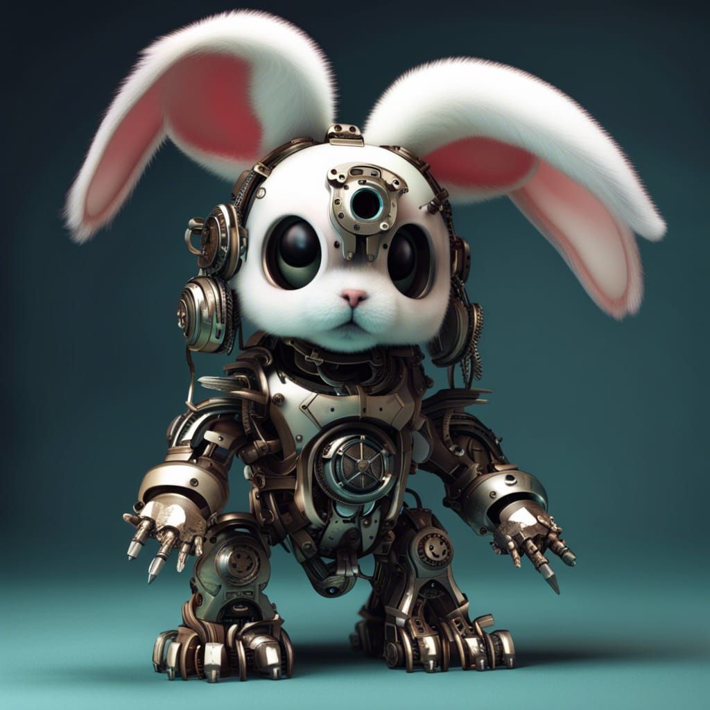 Robotic Bunny Puppy and Death Daemon Juxtaposition