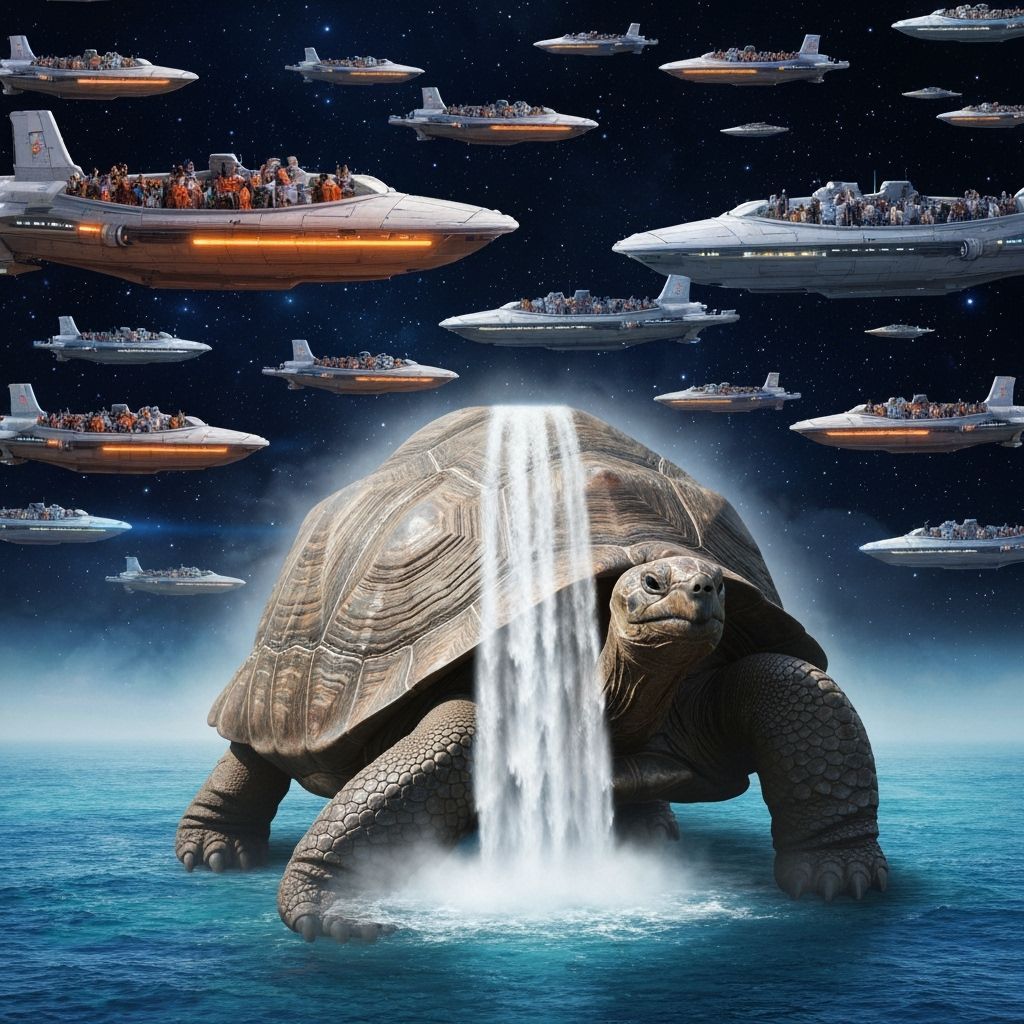 Waterfall Turtle and Spaceships in Space