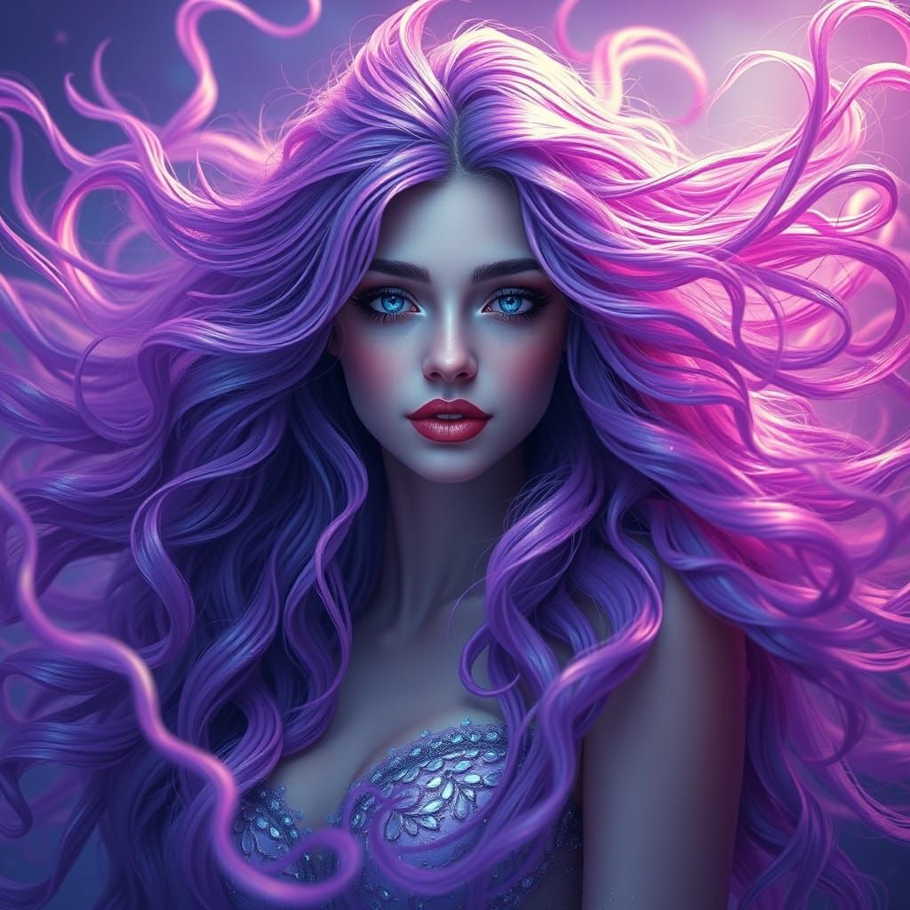 Sirena in Enchanting Violet Hues with Iridescent Locks