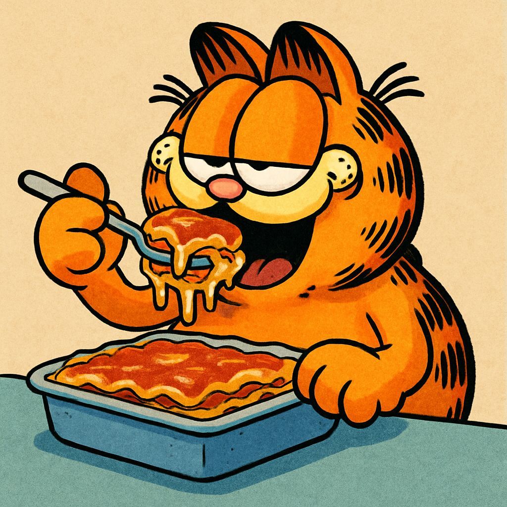 Lasagna Loving Feline in a Gastronomic Delight