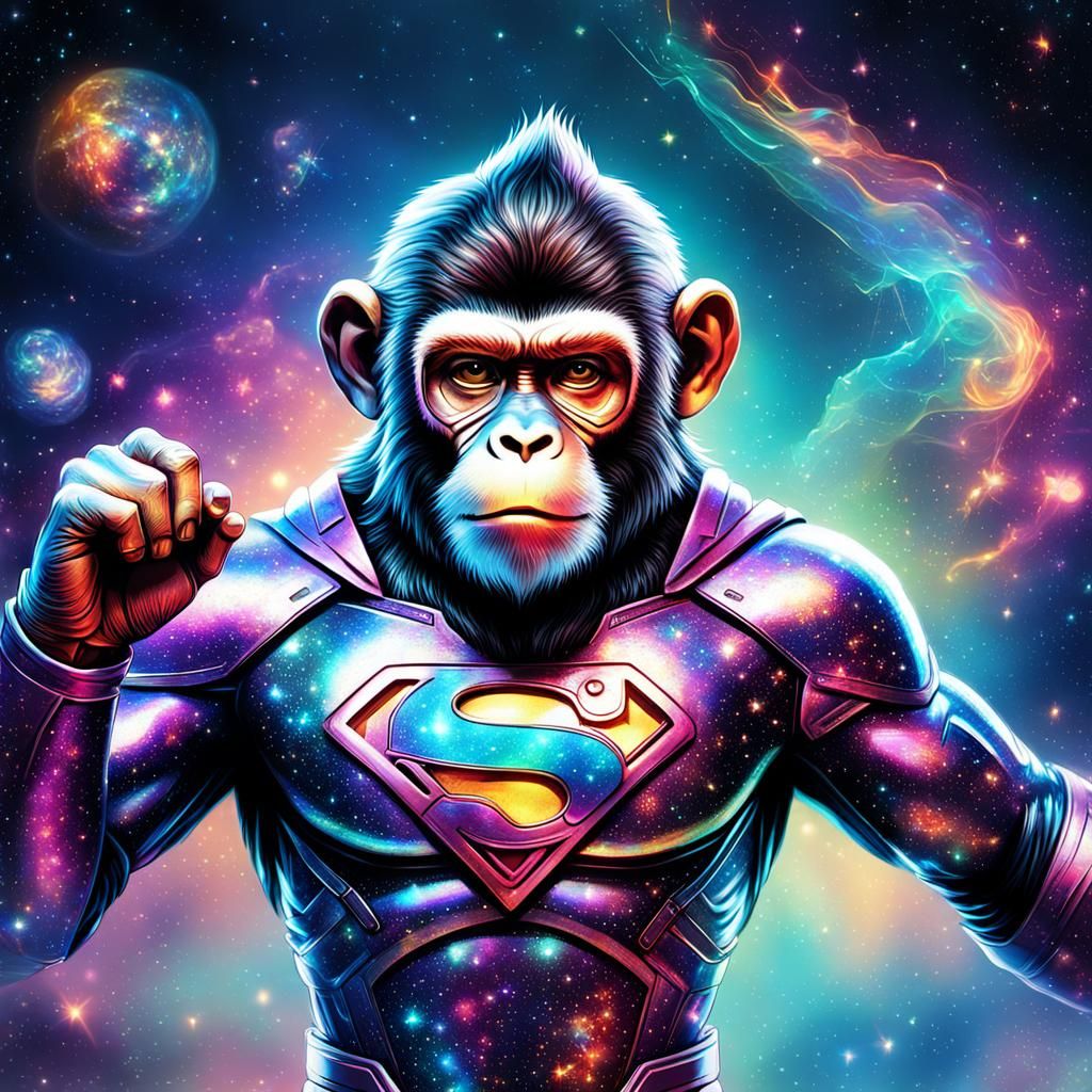 Monkey Superhero Action Figures in Astral Cosmic Style