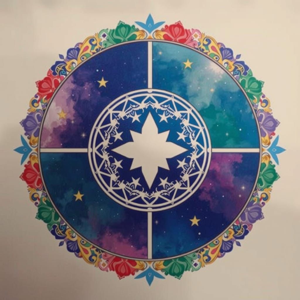 Celestial Tattoo Flash Sheet in Watercolor Style