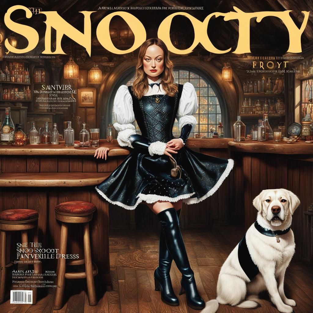 Magazine Cover: Woman in Maid Outfit, Matte Painting