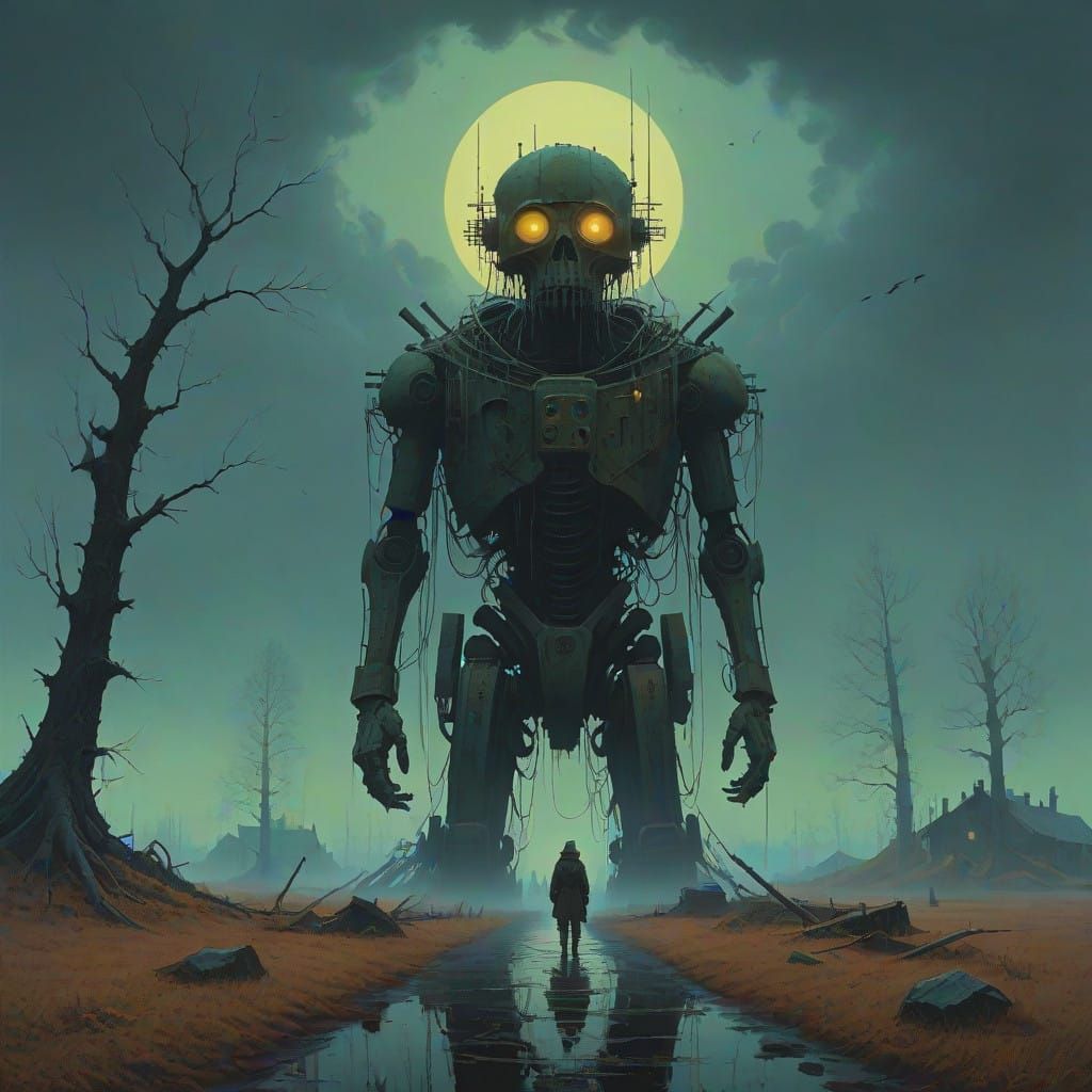 Dark Fantasy Horror Scene in Muted Palette