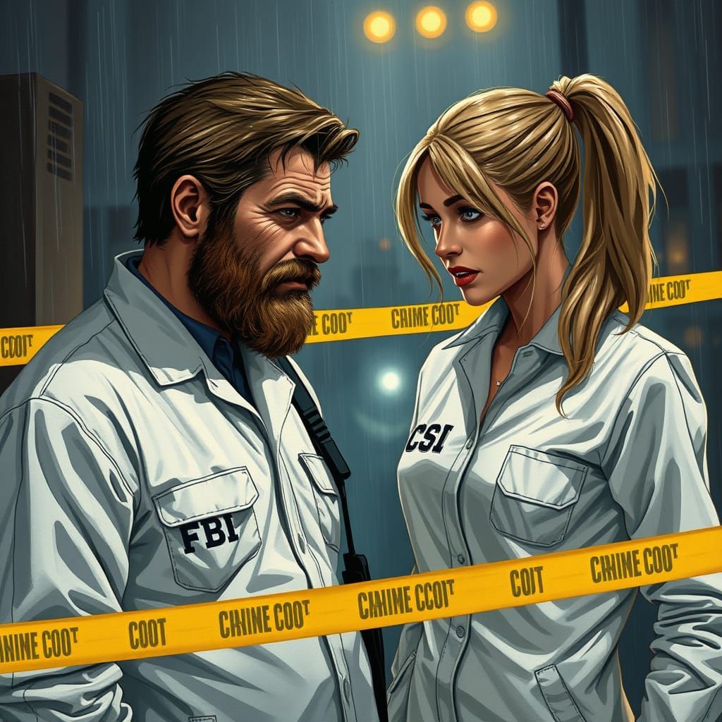 Gritty Crime Scene Investigation in a Rain-Soaked City