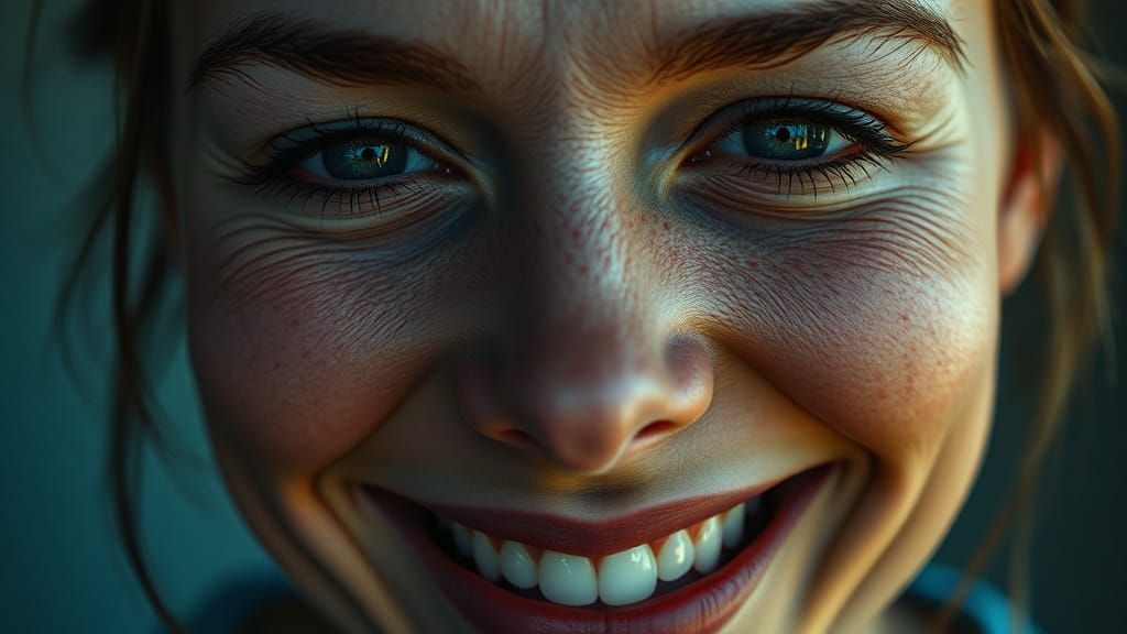 Hyperrealistic Portrait of Joyful Person