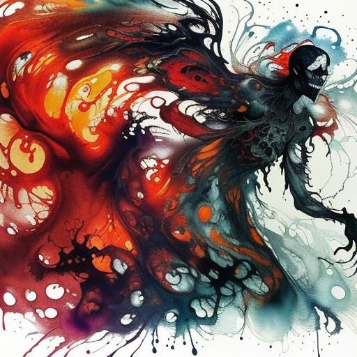 Ghostly Vampire in Liquid Watercolor Style