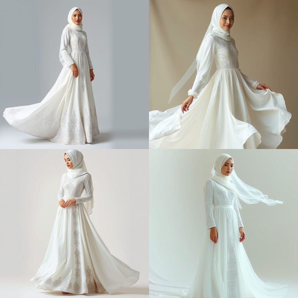 Elegant Woman in White Dress and Hijab