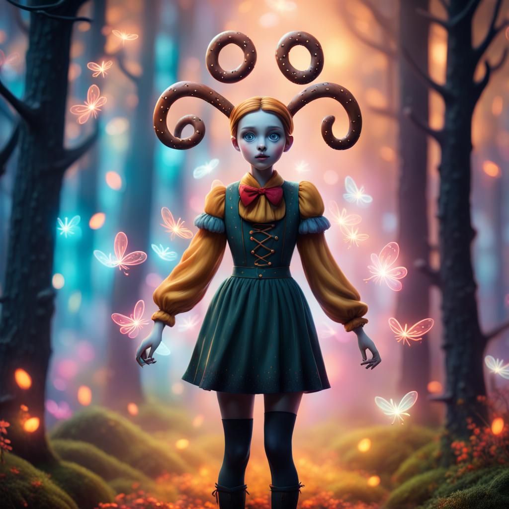 Enchanted Pretzel Character in a Fairytale Forest