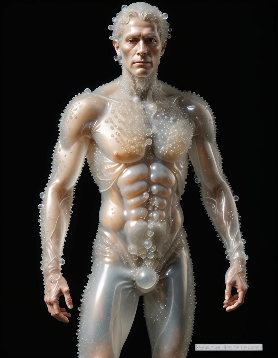 Ethereal Jelly Man: Surreal Disintegration Art