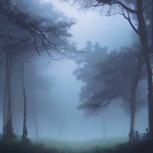 Eerie Anime Mist Land With Foggy Forests