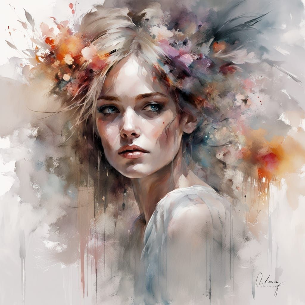 Mansion by Lake at Sunrise in Allegorical Style