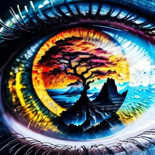 Dragon's Eye Reflecting Tree of Life: Surreal Macro Shot