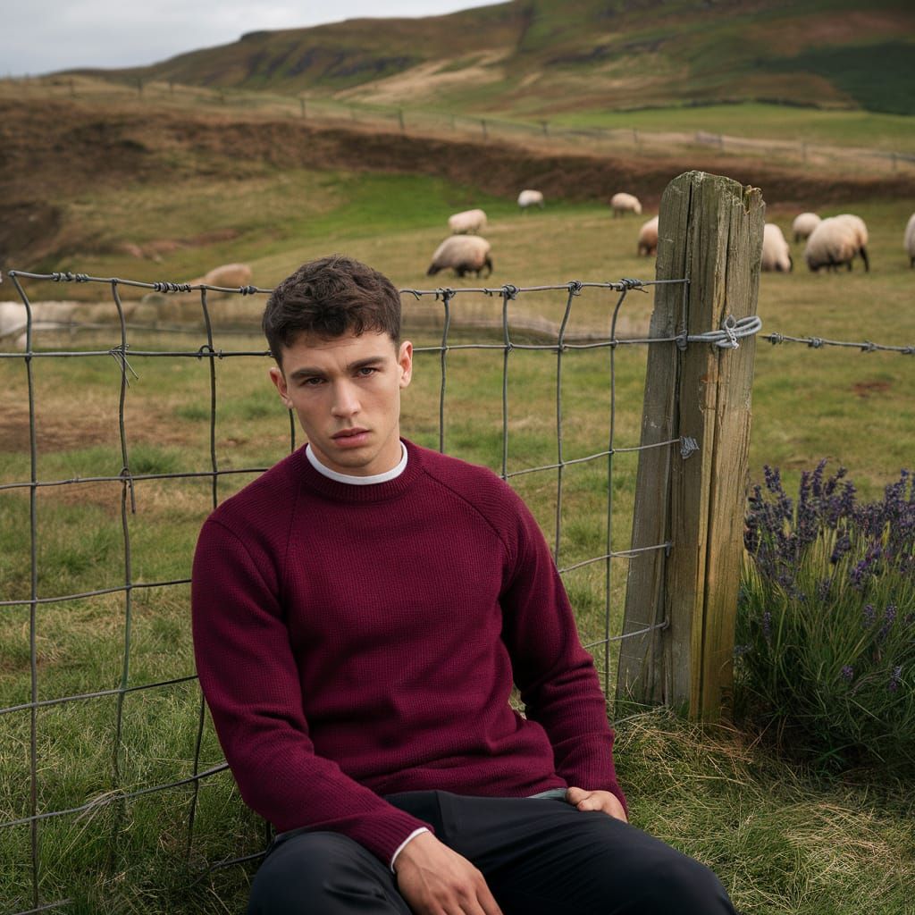Contemplative Man on Farm, Matte Painting