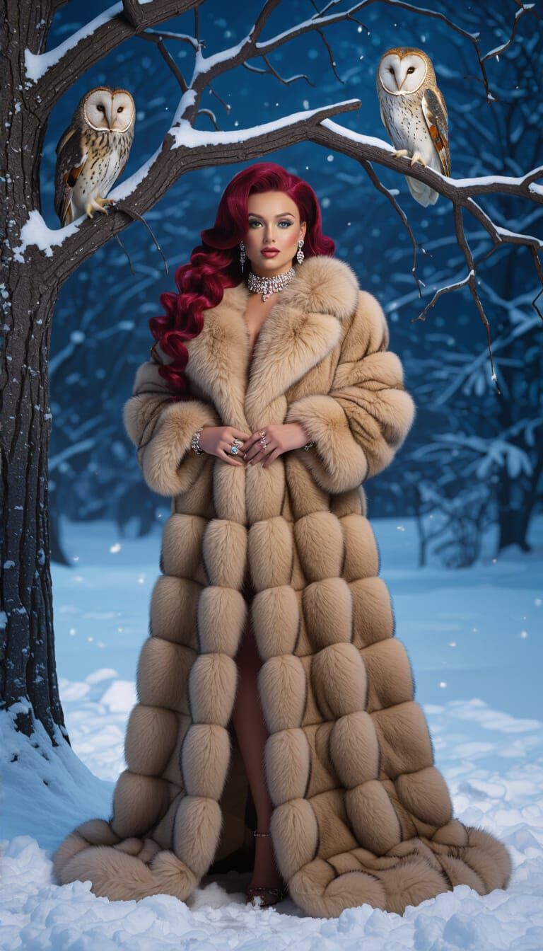 Psychedelic Winter Night Fashion Portrait