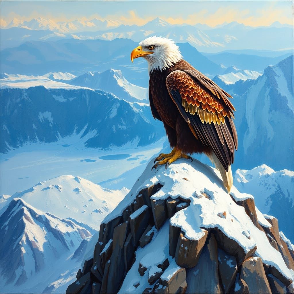 Majestic Bald Eagle in Textured Gouache Painting