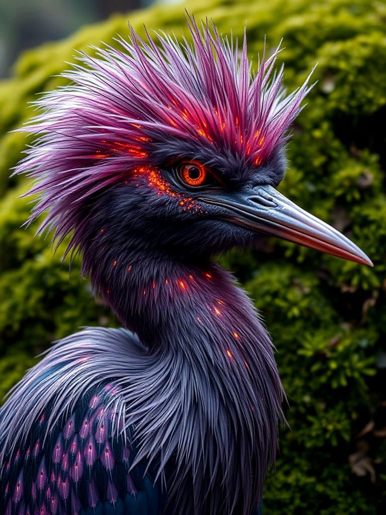 Majestic, Fuzzy Heron of Ethereal Proportions in Triadic Col...