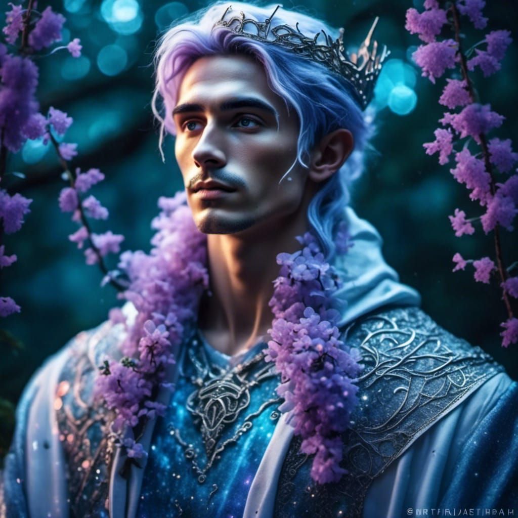 Elf Prince in Wisteria Forest: 3D Anime Art