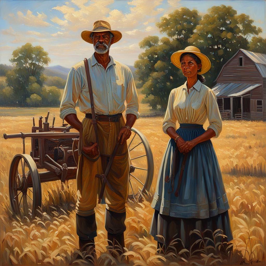 Farm Scene Oil Painting in Impressionist Style