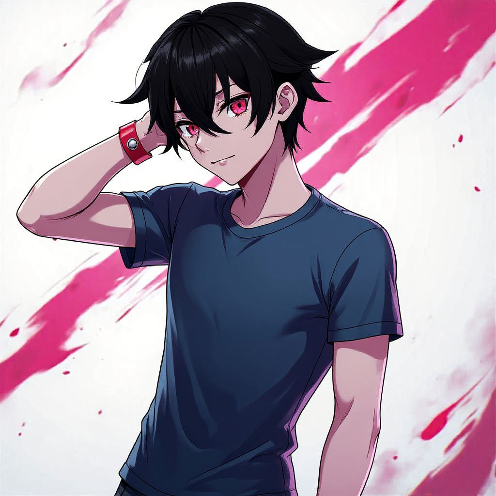 Anime Boy in Futuristic Black Armor