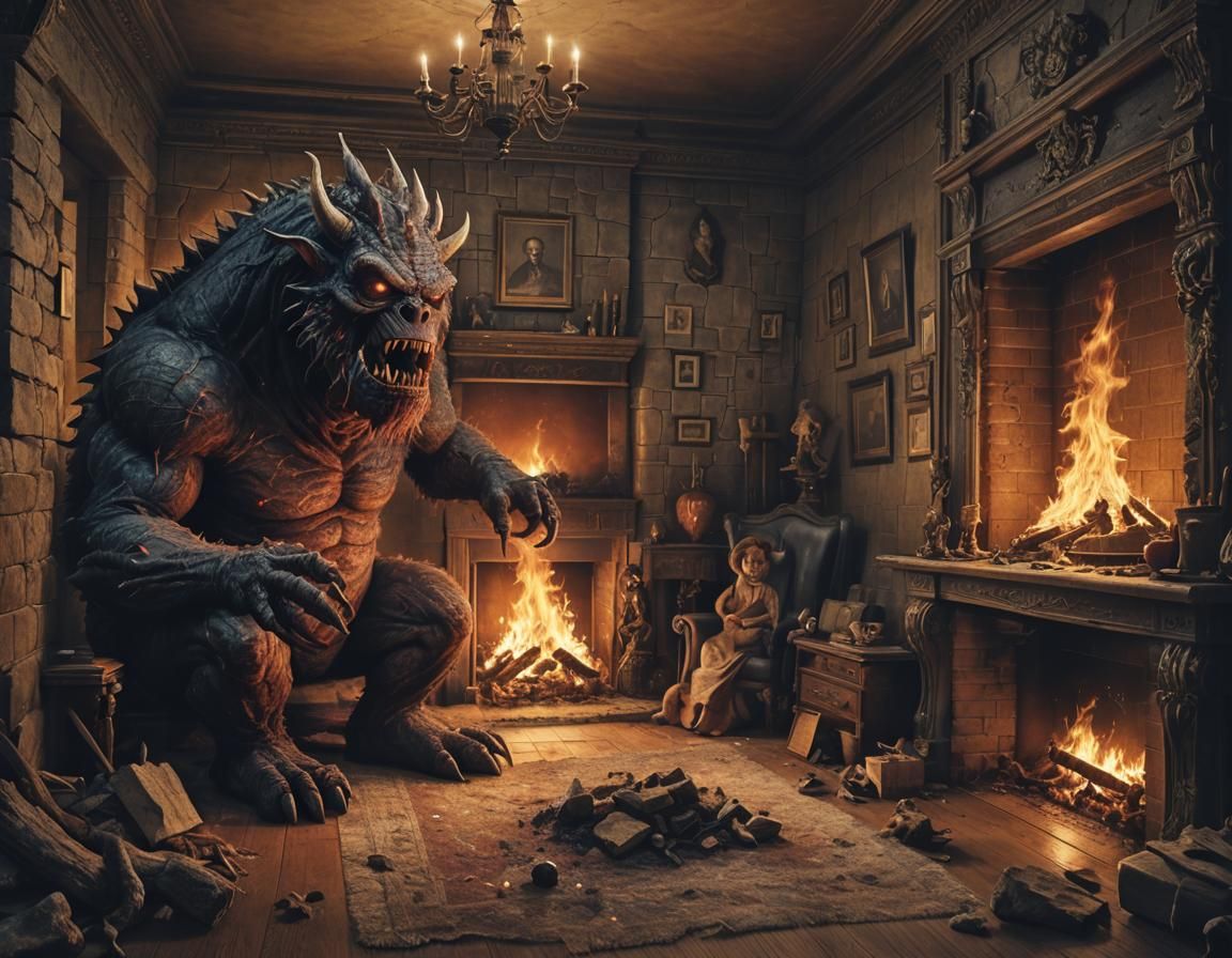 Surreal Monsters Pushing Through Walls