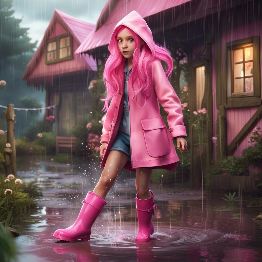 Fluttershy Jumping in Puddles: Fantasy Concept Art