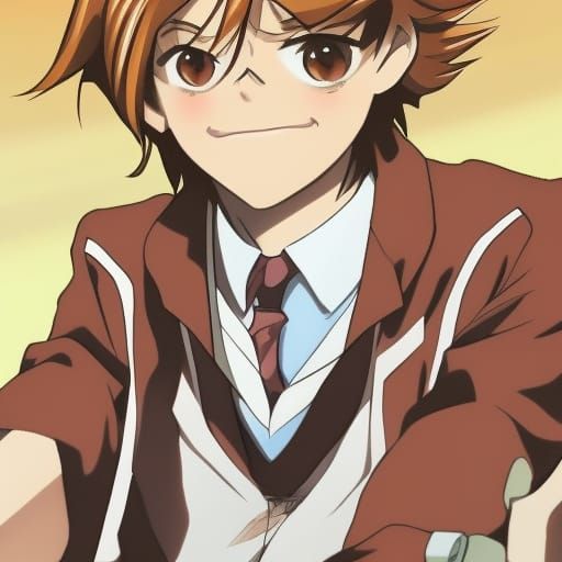 Charming Brown-Haired Anime Boy in Elegant Uniform