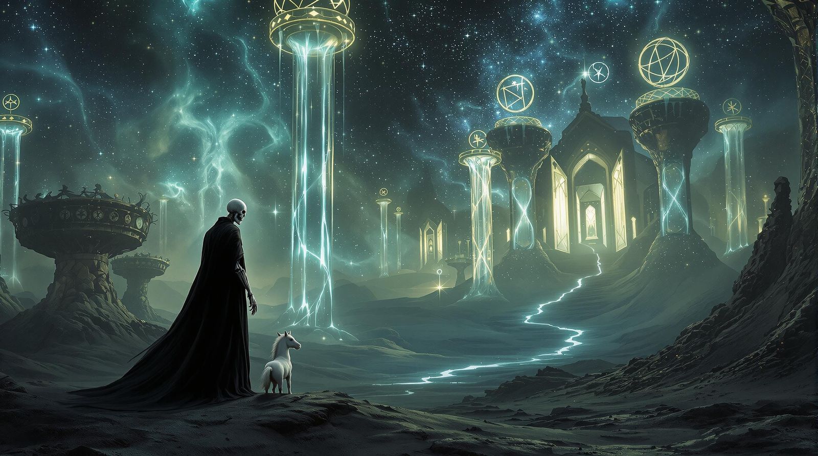 Death from Discworld in a Surreal Dreamscape