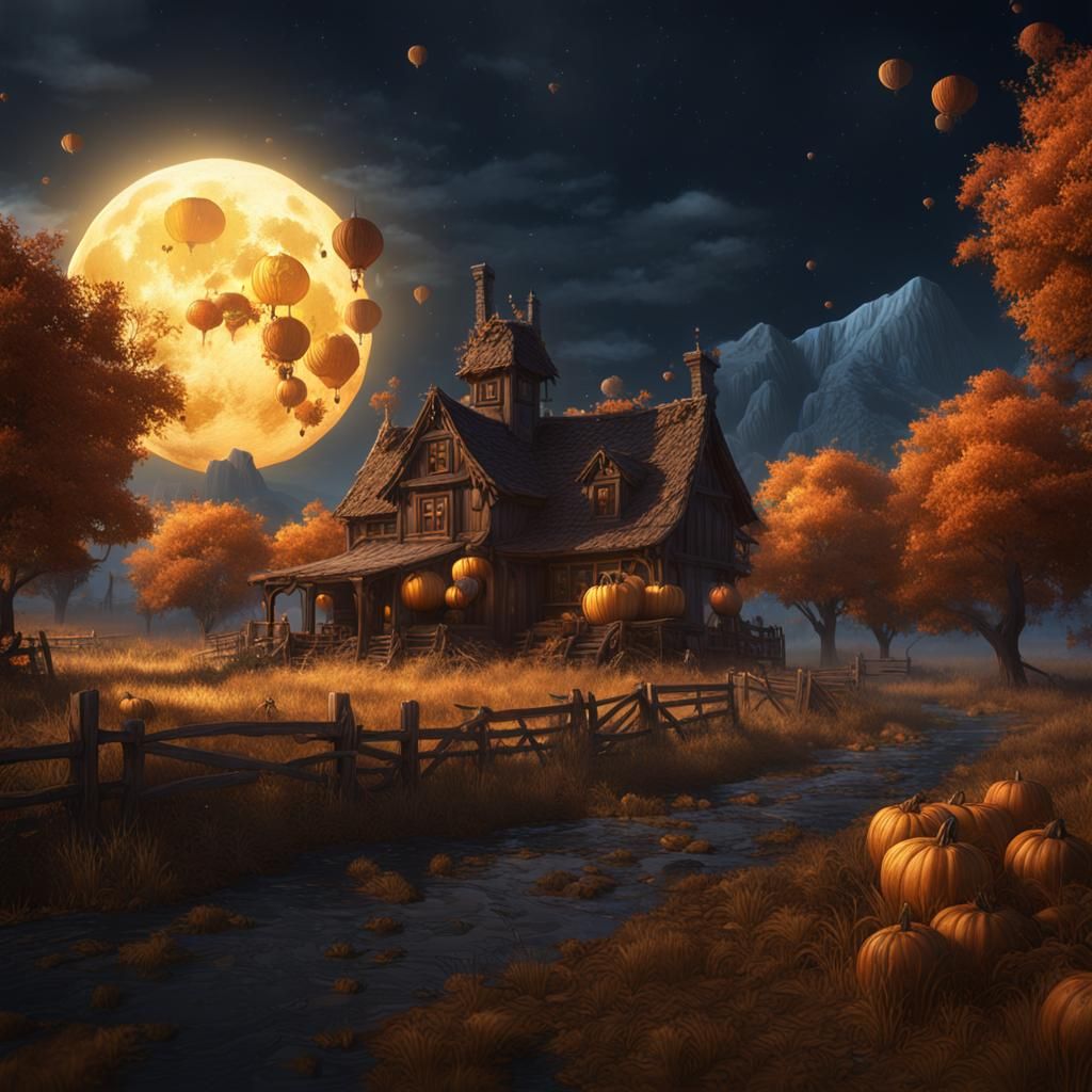 Fantastical Harvest Moon Concept Art in Deep Color