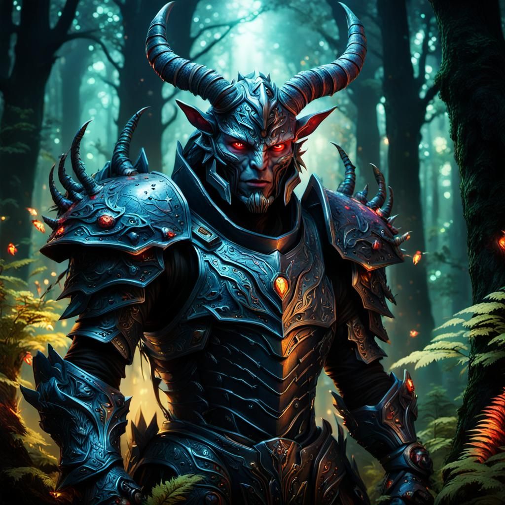 Armored Forest Guardian in Dark Fantasy Art