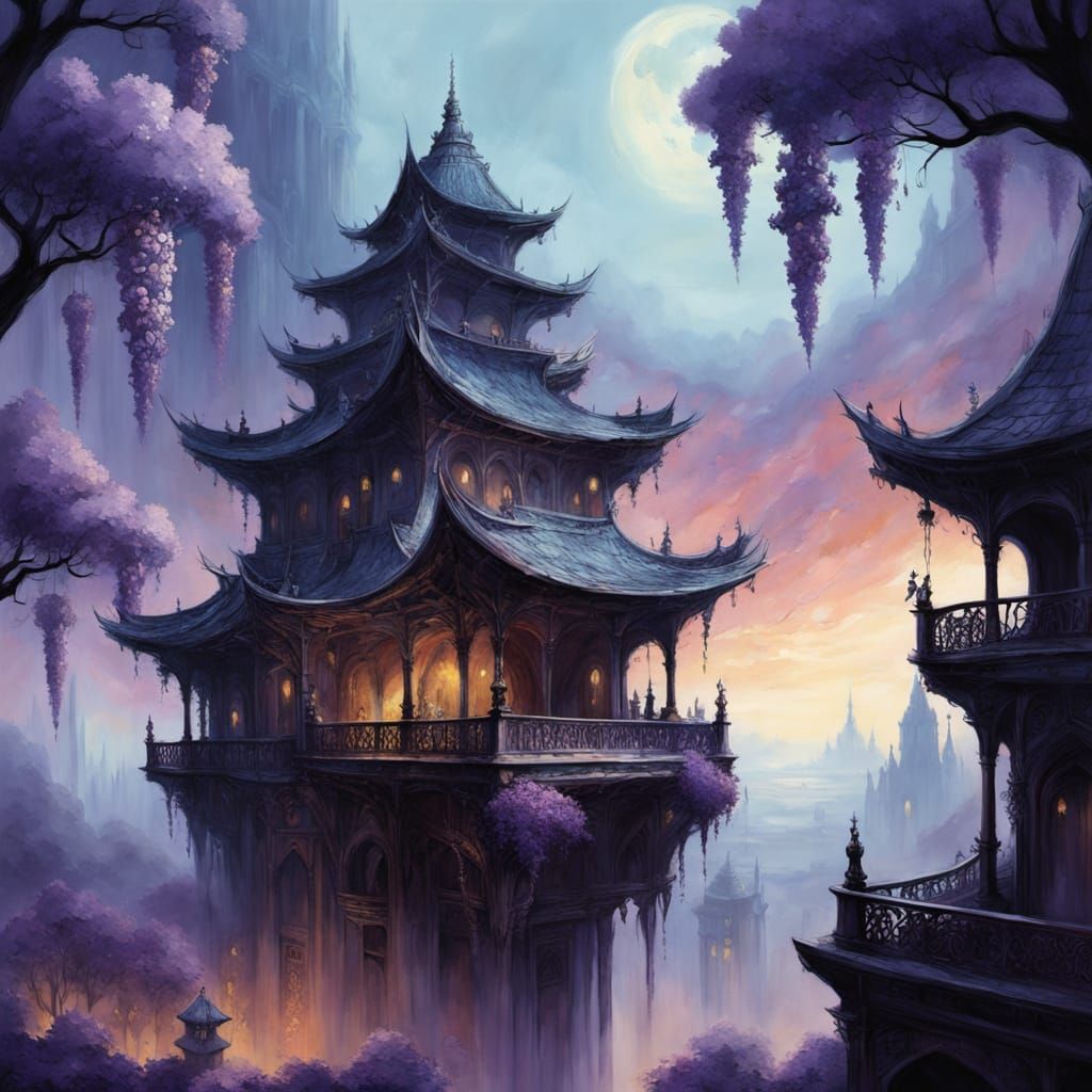 Floating City of Wisteria Dreamscape