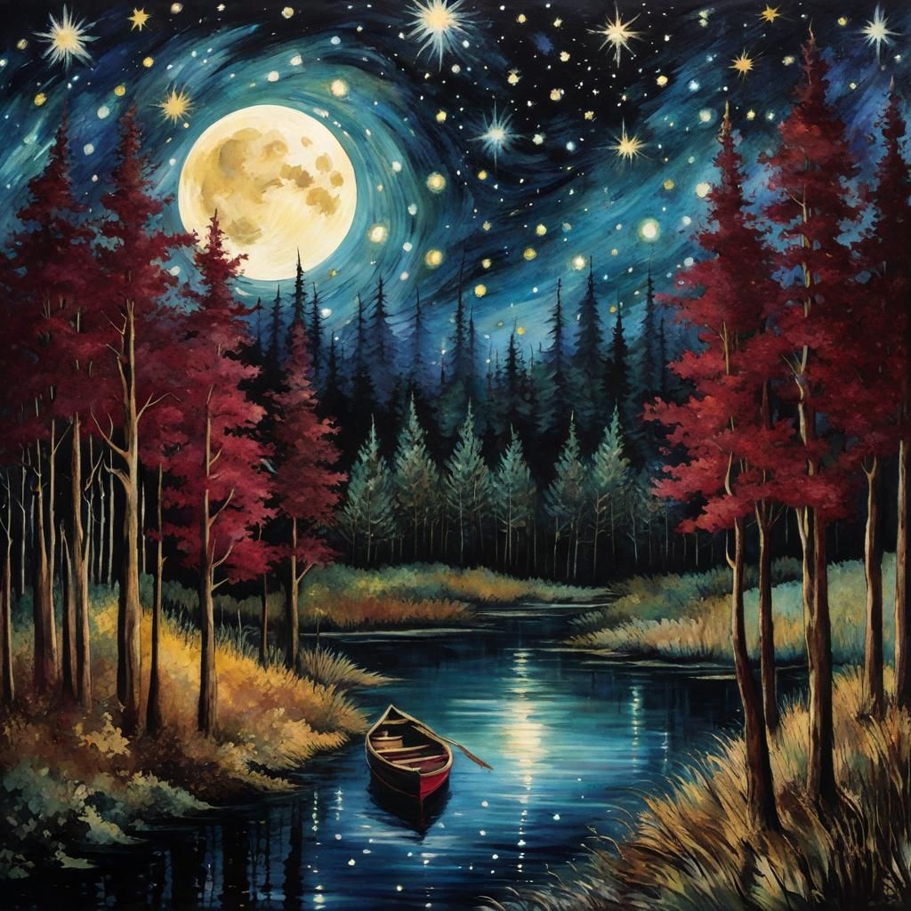 Gothic Forest at Twilight in Watercolor Style