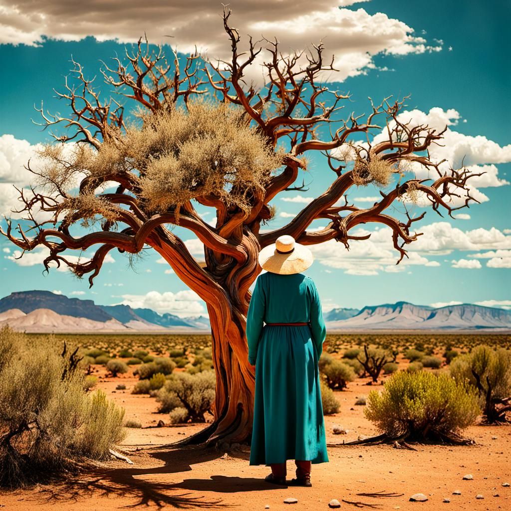 Curandera in New Mexico Landscape: Magical Realism