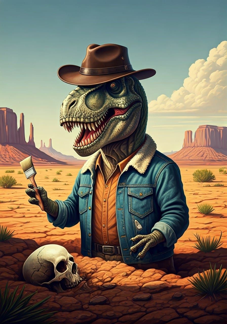 Dinosaur Paleontologist Unearths Fossil in Desert Landscape