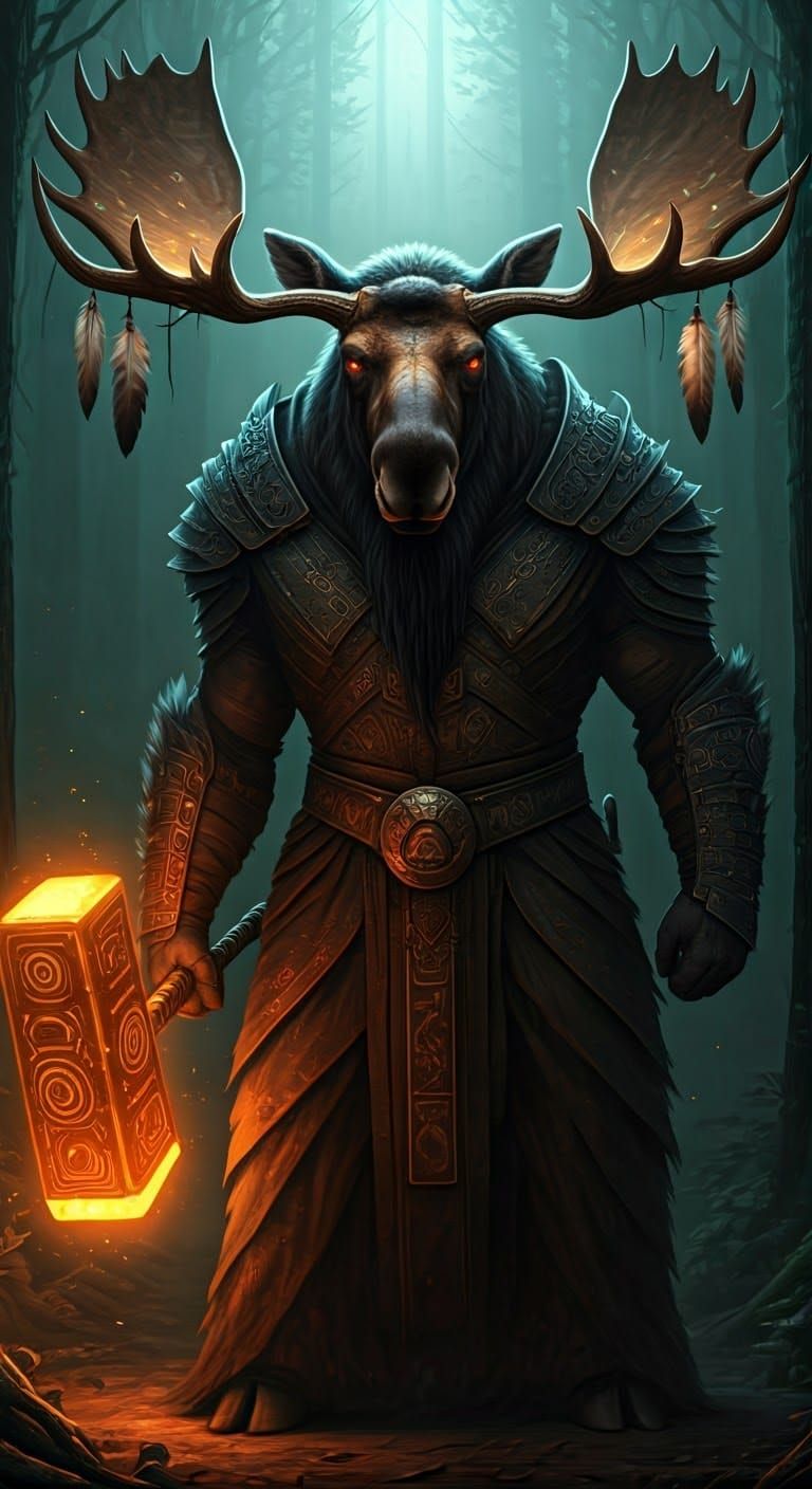 Futuristic Moose Warrior of the Haida Tribe