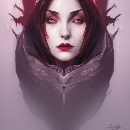 Striking Portrait of a Female Dracula in Art Nouveau Style