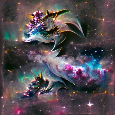 Celestial Space Dragon Soaring Through Nebula