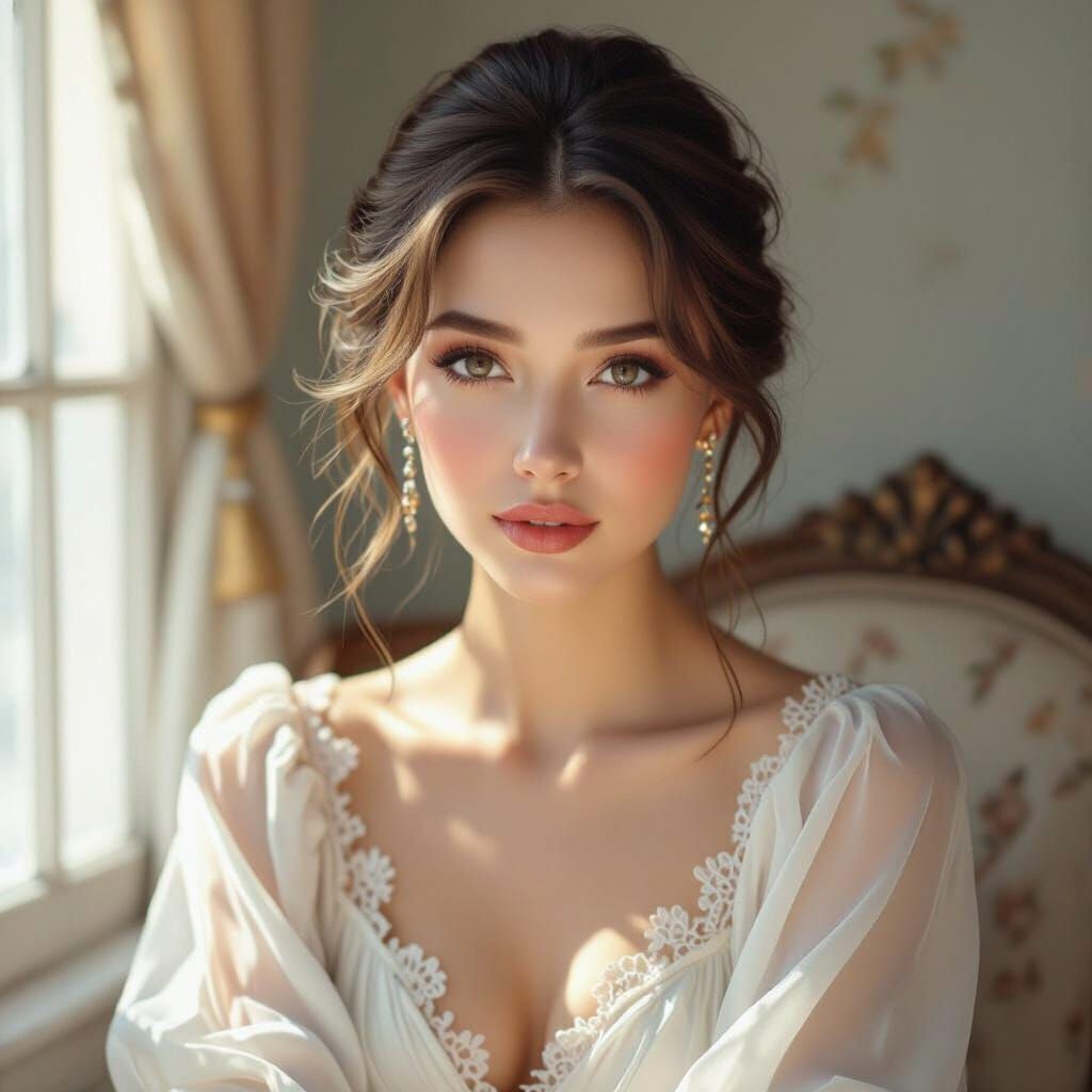 Photorealistic Portrait of Woman with Expressive Eyes