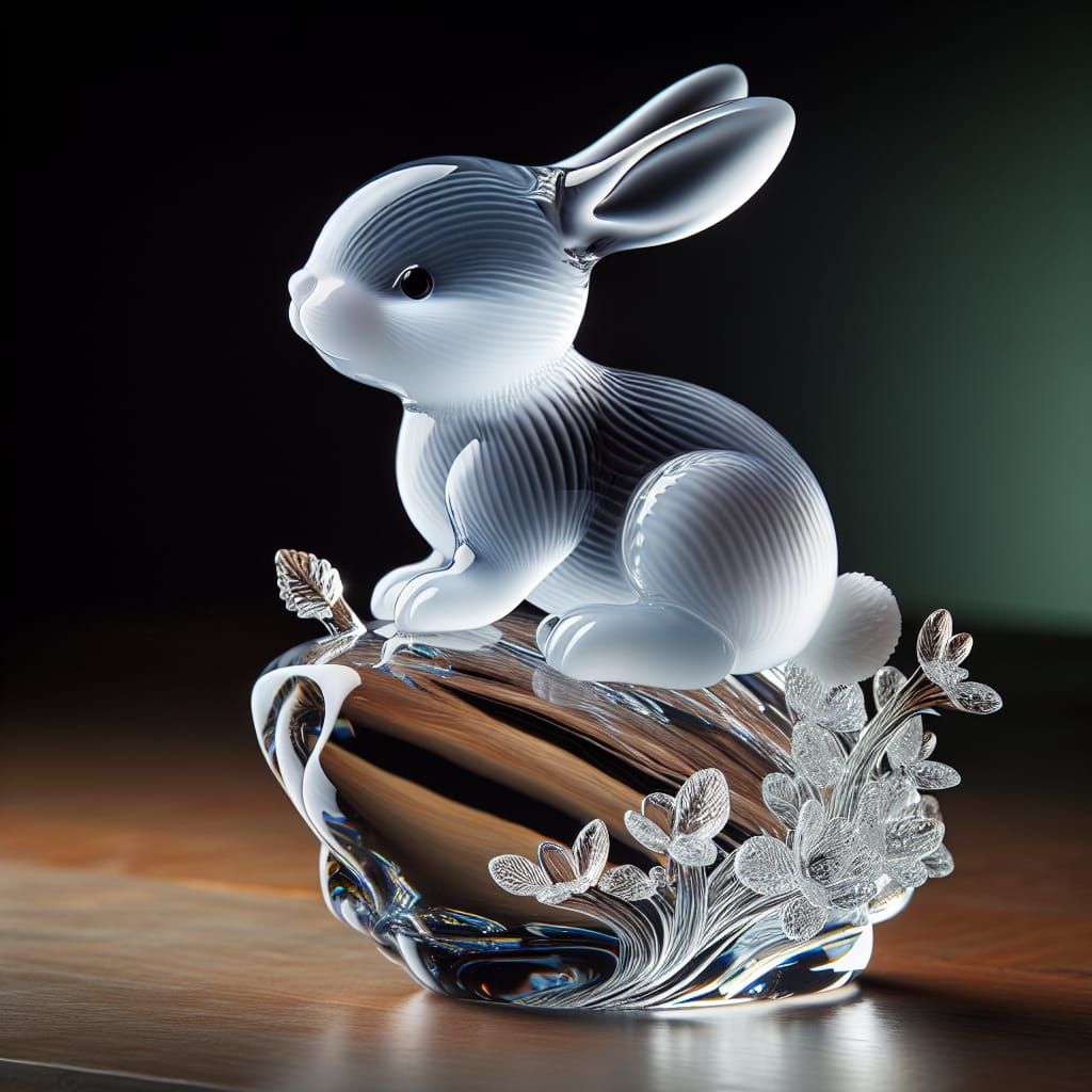 Glass Rabbit Sculpture: Classic Glassblowing Art