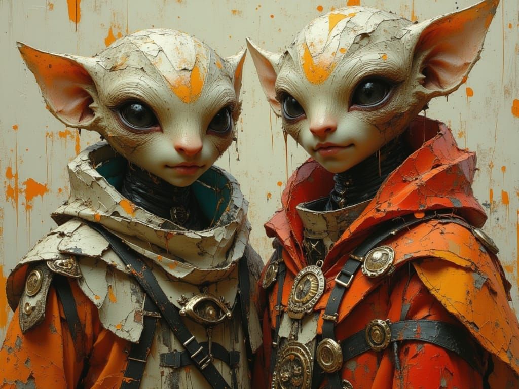 Smiling Aliens in Art Nouveau Splash Art