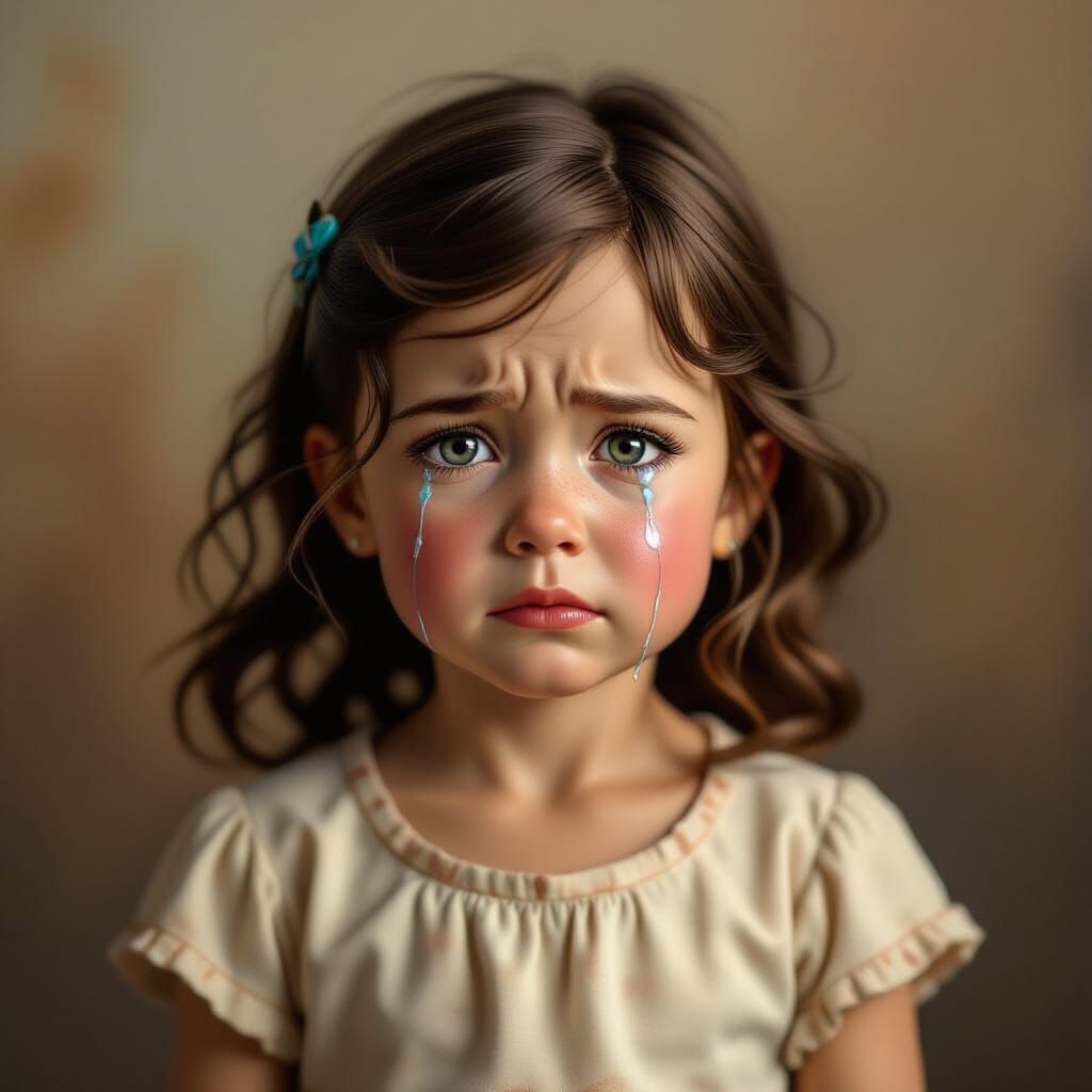 Emotional Portrait of a Crying 5-Year-Old Girl