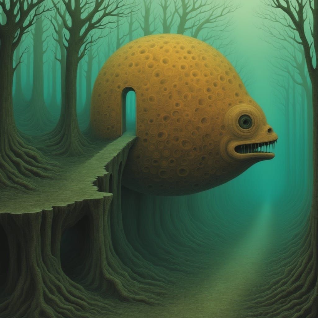 Surreal Fish in Whimsical Artistic Style
