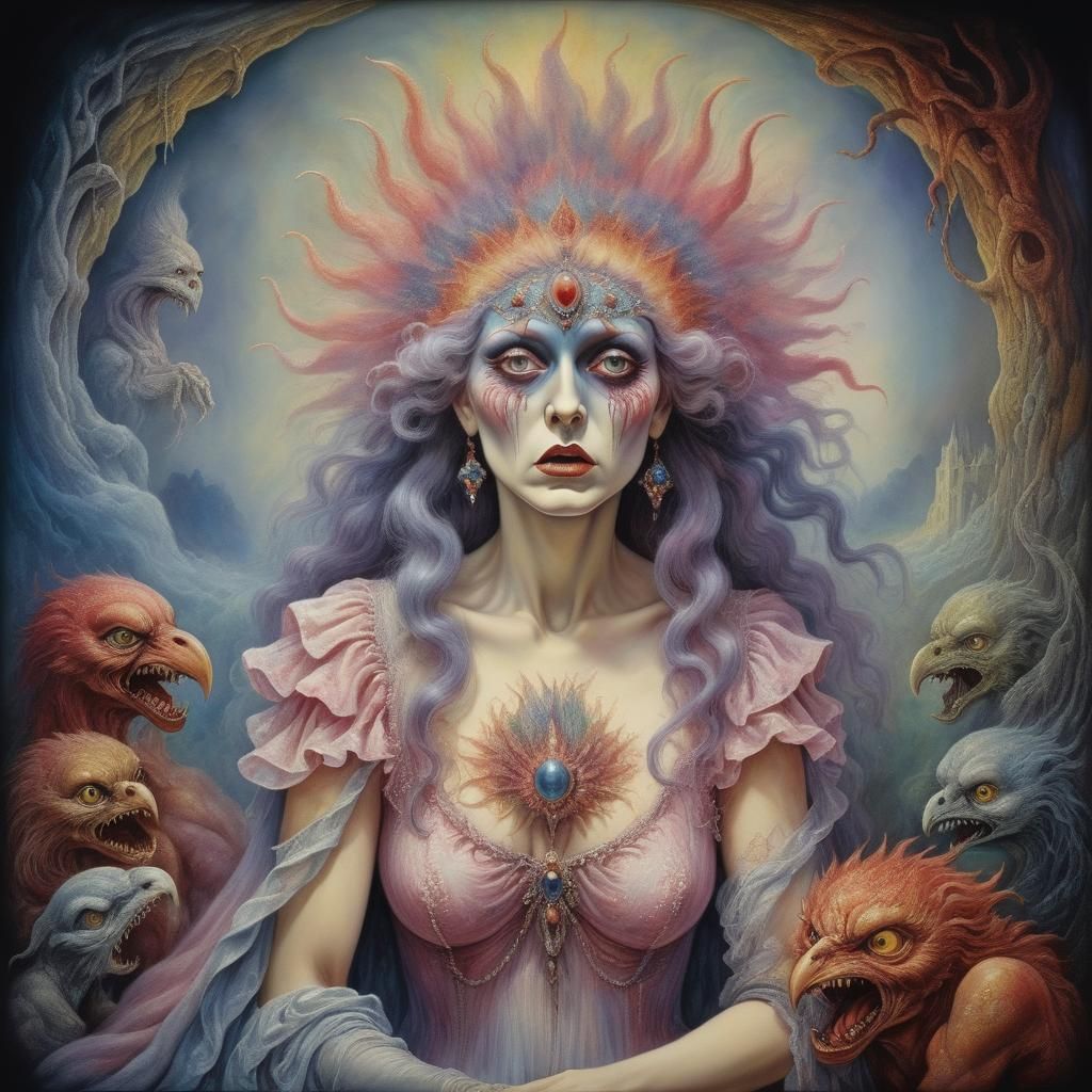 Frightful Horror in Psychedelic Art Style